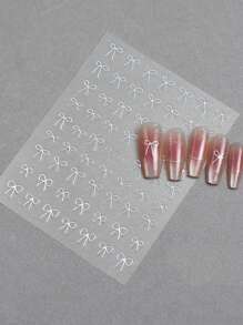 2/3/6/12/18/24 Sheets Valentine's Bow Nail Art Stickers For Women, Self-Adhesive 3D Bow Nail Decals, Cute Ribbon Nail Stickers For DIY Nail Design, Manicure Nail Supplies Accessories