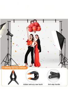 A Set Of Party Background Stand, Large Size 200cm * 300cm Adjustable Photo Background Stand, With 4 Spring Clips, Stand Clips, Christmas Party, Christmas Decoration, Halloween Party, Birthday Party, Holiday, DIY Background Cloth For Use - Black - View 7