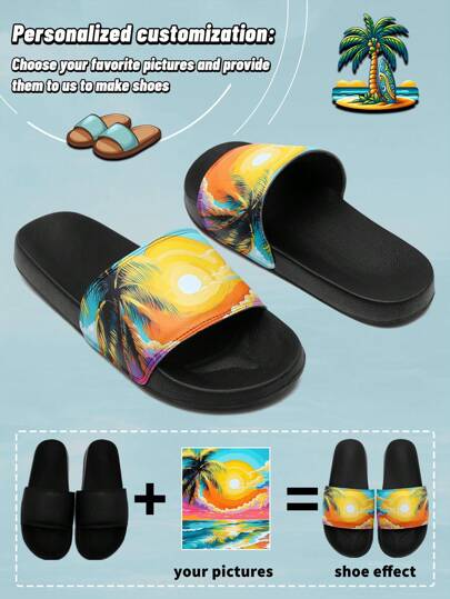 1 par de sandalias personalizadas, diseño personalizado con foto, sandalias de suela blanda personalizadas, pantuflas para el hogar, aptas para interiores, exteriores y jardín del baño, sandalias de primavera y verano, regalo personalizado para mamá/papá/ella/él/novia/novio/esposa/esposo/amigo. Ornamental, con estilo, moda, minimalista, cómoda, única, personalizada. Regalos ideales para él, ella, la familia, los amigos.