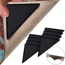 Alfombra triangular lavable y reutilizable, agarre antideslizante, tapete de goma, cinta adhesiva antideslizante para pisos de baldosas, alfombras y esquinas. - Negro - Ver 2