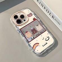 手机吊饰，手机挂绳，一只熊，彩虹，表情符号，卡通，一面镜子手机保护壳可用作化妆镜兼容iPhone16/7/8/11/12/13/14/15/X/XR/Xs/Plus/Pro/Pro Max/SE2 - 米色 - 查看 5