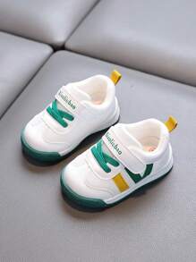 1 双儿童休闲鞋，软皮拼色设计橡胶鞋底防滑幼儿运动鞋，适合户外活动，春秋季