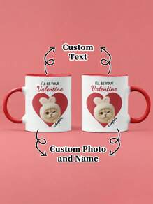 1pc 11Oz Dog Valentine's Day Gifts, With Customized Names And Photos, Simple And Heart-Shaped Designs. Valentine's Day Gifts For Dog Moms, Valentine's Day Dog Mug Gifts, Customized Dog Valentine's Day Gifts, Dog Gift Mugs For Valentine's Day, Customized Dog Mugs, Coffee Cups And Water Cups - Multicolor - View 12