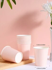 10 piezas/25 piezas Vasos de papel desechables de color rosa pálido, vasos para bebidas frías y café, adecuados para fiestas de cumpleaños, reuniones familiares, picnics, decoración de fiestas