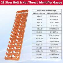 Orange 28-Hole Thread Checker | Nut/Bolt Screw Size Identifier Gauge - Orange - View 8