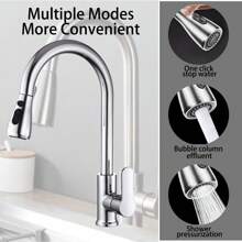 Stainless Steel Gun Gray Kitchen Sink Pull-Out Faucet Household Sink Sink Rotating Hot And Cold - Silver - View 4