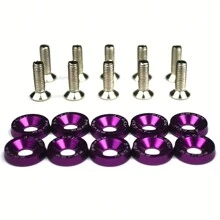 1 Set (20pcs Total) Includes 10pcs M6 Aluminum Alloy Polished Flat Washers And 10pcs Bolts, Bumper & Engine Recessed Screws For Car Styling Plate Installation And Decoration - one-size - View 18