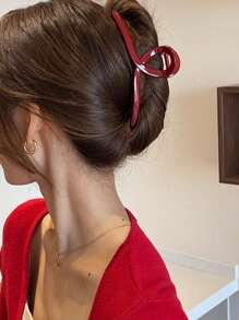 2 Stücke elegante, einfache hochwertige große rote quadratische gekreuzte Haarspangen für Frauen, Alltagshaarklammern, Haarklammer für Dutt-Frisur, vielseitige Haarzubehör, geeignet für Herbst/Winter, Weihnachten, Valentinstag, Neujahr, Eid, Ostern Geschenke Schönheit Haarklammern