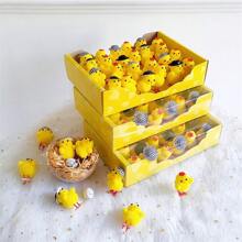 LINGXUE 24pcs/Set Realistic Mini Chicken Decorations, Cute Easter Chicks For Home Garden Ornaments, Gifts (Chicken Hat Random)