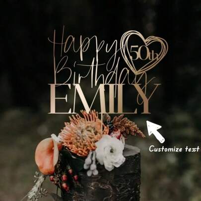 1pc Personalized Acrylic Cake Topper With Name And Age, Perfect For Birthday Party Decorations And Baking Supplies, Suitable For Dessert Table, Gifts For Family And Friends,Warm Ambience