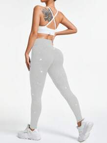 FWH Starlight Sparkling Vintage High Waist Yoga Pants, Tummy Control & Butt Lift, Slimming & Body Shaping, Elegant Fit, Comfortable & Premium, Versatile Street Style, Romantic Casual Style, Minimalist Fashion, Sexy Sports Yoga Leggings, Women's Essential - Light Grey - View 6