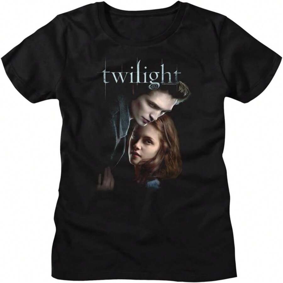 Twilight T Shirt Ed And Bella Ladies Short Sleeve T Shirts Twilight Movies Graphic Tees For Women - 黑色 - 查看 1