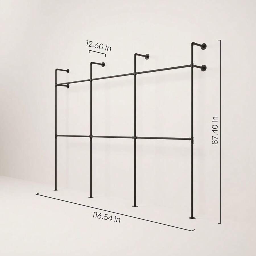 Industrial Pipe Clothing Rack Metal Black - Wall Mounted Clothes Racks ...