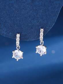 1 Pair Of Fashionable And Simple Rhinestone Row Rhinestone Earrings Niche High-End Sparkling Zirconia Earrings Earrings For Women