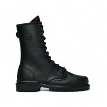 Botas Altas Tácticas Militar o Policía Con Ajuste De Cierre, En Piel De Res, Plantilla Confort, Goodyear Welt, Suela Hule, Bufalo Boots - Negro - Ver 1