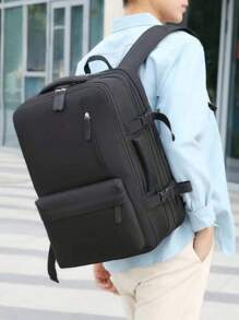 Waterproof Travel Backpack With Adjustable Strap, Laptop Backpack Fits 15.6 Inch Notebook, Airplane Approved Carry-On Backpack, Weekend/Overnight Backpack, Versatile Backpack For School, Work, Commuting, Outdoor, Hiking, Camping, Travel Essentials - Black - View 2