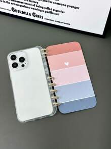 Minimalist Flip Notebook With Heart Pattern Drop Resistant Mobile Phone Protective Case With Mirror Attachment, Compatible With Apple IPhone 16 Pro Max, IPhone 16/Creative Personalized IPhone 16 Pro Spiral Notebook Phone Case, IPhone 16 Plus Phone Case, IPhone 14/11/15/12 Anti-Fall 13 Pro Max Phone Case, Fresh And High-End