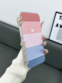 Minimalist Flip Notebook With Heart Pattern Drop Resistant Mobile Phone Protective Case With Mirror Attachment, Compatible With Apple IPhone 16 Pro Max, IPhone 16/Creative Personalized IPhone 16 Pro Spiral Notebook Phone Case, IPhone 16 Plus Phone Case, IPhone 14/11/15/12 Anti-Fall 13 Pro Max Phone Case, Fresh And High-End
