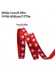 5 件情人节红丝带爱心印花适用于情人节婚礼礼品包装丝带 DIY 工艺品发饰、礼品包装胶带适用于派对、节日、情人节 - 彩色 - 查看 8