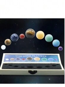 1set Nine Natural Crystal Gemstones - Solar System Planet Ornaments - Home Decor Gift Ore Specimen Energy Stone Set Collectible Gift Birthday Gifts Graduation