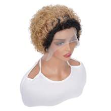 6inch Pixie Cut Wig Human Hair Curly 13x1 Lace Wig Transparent HD Lace Frontal Wigs Short Bob Wig For Women 1B 27 Honey Blonde Colored Wigs - Trendy Color - View 4