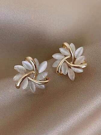 1 par de pendientes minimalistas y elegantes con forma de ojo de gato, piedra y girasol para el Día de San Valentín