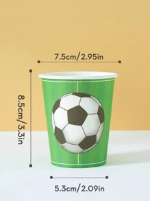 10/25 Stück Einweg-Papierbechermit grünem Fußball-Design, Fußballthemen-Papierbecher, für kalte Getränke und Kaffee geeignet, passend für Geburtstagsparty, Familientreffen, Picknick, Partydekorationen