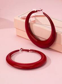 1 Cặp bông tai in men rỗng cỡ lớn bán chạy nhất dành cho nữ để đeo hàng ngày - Đỏ - Xem 6