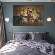 1pc Vintage Music Oil Painting Jazz Singer Playing Poster Modern Poster Canvas Wall Art Poster Room Aesthetics And Decoration Picture Printing Craft Canvas Decor Framed Ready To Hang.