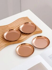 3pcs/6pcs Stainless Steel Rose Gold Small Trays, Snack Trays, Dessert Trays For Wedding, Festival, Party - Multicolor - View 3