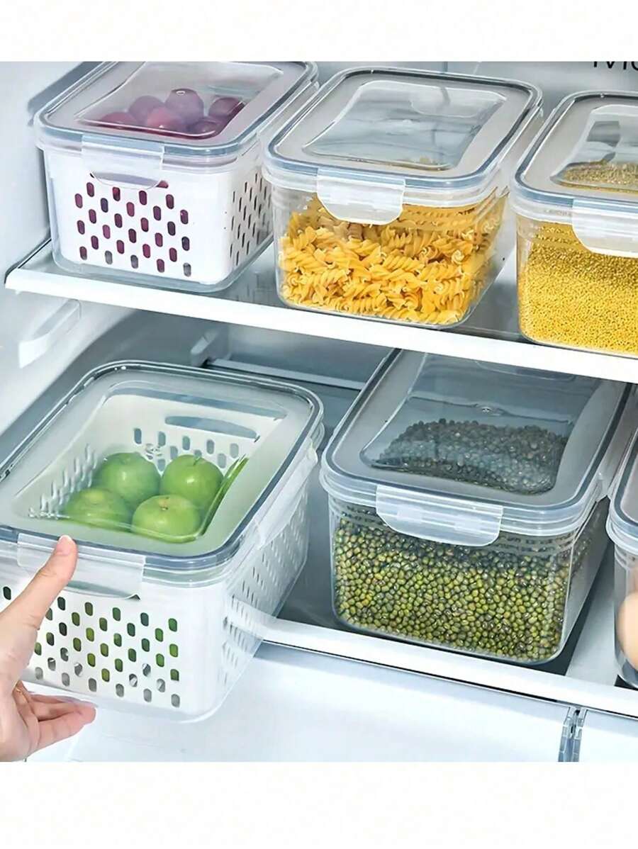 6pcs Set Premium Airtight Food Storage Containers - Multipurpose,Plastic Meal Prep Boxes, Reusable, Leak-Proof & Freezer Safe,  - Kitchen Organizers - 黑與白 - 查看 1
