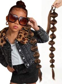 30 英寸超长泡泡马尾辫，适合女孩 - 二合一高马尾和双马尾，配有弹性头带，万圣节圣诞节服装发型，无需编织派对装（环绕灯笼风格） - 彩色 - 查看 13