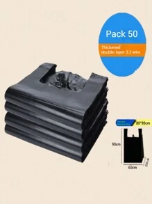 50pcs Black Garbage Bags, Thickened, Large Capacity, Reusable, Kitchen Trash Bags, Outdoor Trash Bags - Multicolor - View 9