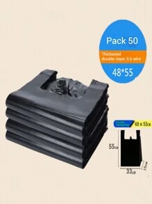50pcs Black Garbage Bags, Thickened, Large Capacity, Reusable, Kitchen Trash Bags, Outdoor Trash Bags - Multicolor - View 6