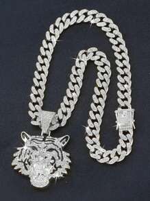 3D 老虎吊坠项链，展现皇家风采，嘻哈链，3D 立体效果，百兽之王，闪闪发光，镶有钻石，各种款式适合不同场合，链，奢华设计，圣诞节，新年，情人节，节日礼物 - 多色/多款 - 查看 10