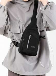 Fashionable Solid Color Large Capacity Waist Bag Chest Bag College Bag Summer Dad Freshman For Books Multi-Functional Dorm University Gifts Fall Christmas Scream Men Bag Belt Bag Travel Bag Sling Bag Funny Gifts Holiday Thanksgiving Winter Vacation Christmas Gifts Travel Essentials Dad Gifts Boyfriend Gifts Black Bag Holiday Essentials Fanny Pack Bags Back To School The Sporty Life Bag Pack Spring School Supplies Graduation Small Bag Body Bag Hiking Accessories Pouch Phone Bag - Black - View 2