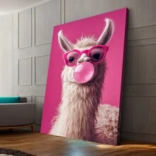 Alpaca Bubble Gum Canvas Art, Perfect For Animal Lovers, Ideal For Living Room, Bedroom, Office, And Dining Room - Canvas Painting - View 4