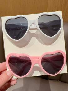 2副新款女童爱心时尚眼镜，防晒眼镜，适合派对、生日、情人节等场合的礼物，仅展示卡片，不含运费。 - 彩色 - 查看 6