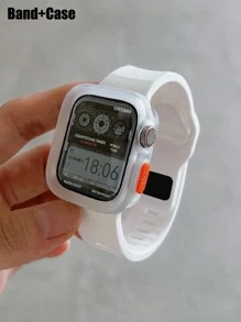 2pcs Silicone Sports Watch Band, Adjustable Breathable Wristband & Soft Full Coverage Protective Case, Compatible With Apple Watch 40/41/42/44/45/46/49mm, Apple Watch Ultra/SE/Series 10/9/8/7/6/5/4