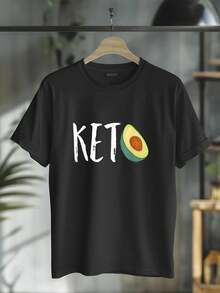 Keto Diet Low Carb High Fat Avocado Funny Gift T Shirt Casual Short Sleeve Shirt - Black - View 1