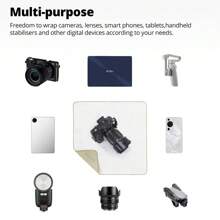1 pièce Tissu pliable adhésif magique de 45 cm / 17,7 pouces avec 100 autocollants d'appareil photo. Doublure de sac pour caméra micro-simple, iPad, appareil photo reflex