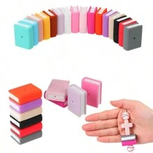 16pcs/Set Book-Shaped Silicone Beads, Silicone Focus Beads, Stacked Book-Shaped Rectangular Cartoon Silicone Beads, Silicone Bead Accessories, Pen Holder Silicone Asymmetric Beads, Silicone Letter Beads, Loose Rubber Silicone Beads, Key Chain, Necklace, Bracelet, Lanyard Making, 16 Colors