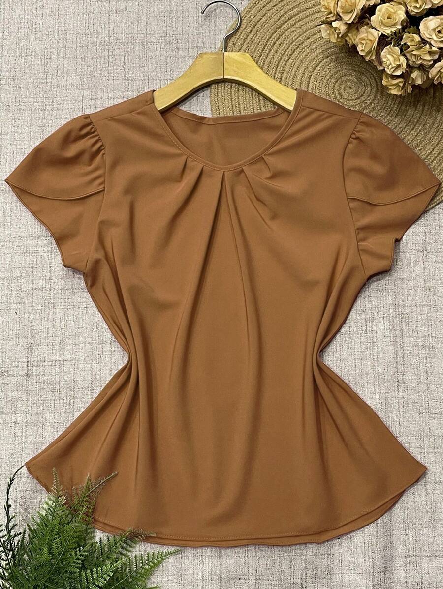 Women's Fashion Princess Sleeve Blouse - Coklat - View 1