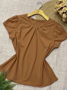 Women's Fashion Princess Sleeve Blouse - Coklat - View 2