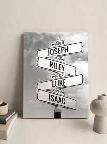 1pc Framed Personalized Family Names Canvas Poster, Street Sign Wall Art, Custom Name Poster For Home Decor, Canvas Prints For Living Room Bedroom Kitchen Decor, Perfect Gift And Decoration Gifts Birthday Graduation