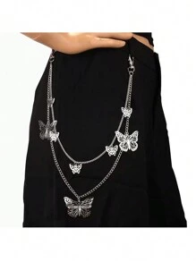 Siêu đẹp nhiều lớp khóa bướm tròn sao rắn trái tim quần jean chuỗi phụ kiện hip hop túi punk gothic ví chuỗi vòng đai đá chuỗi quần cho nam và nữ bạc, quà tặng ngày lễ tình nhân - Nhiều màu - Xem 11