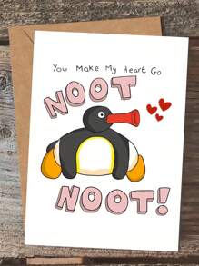 1 st. speelse Noot Noot leuke pinguïn wenskaart met envelop en sluitsticker - perfect voor veelzijdige gelegenheden verjaardag, jubileum, vrijgezellenfeest, vriendschapsdag,