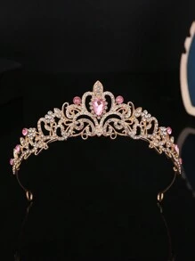 1pc Girls' Luxury Rhinestone Princess Crown Headband - Multicolor - View 1