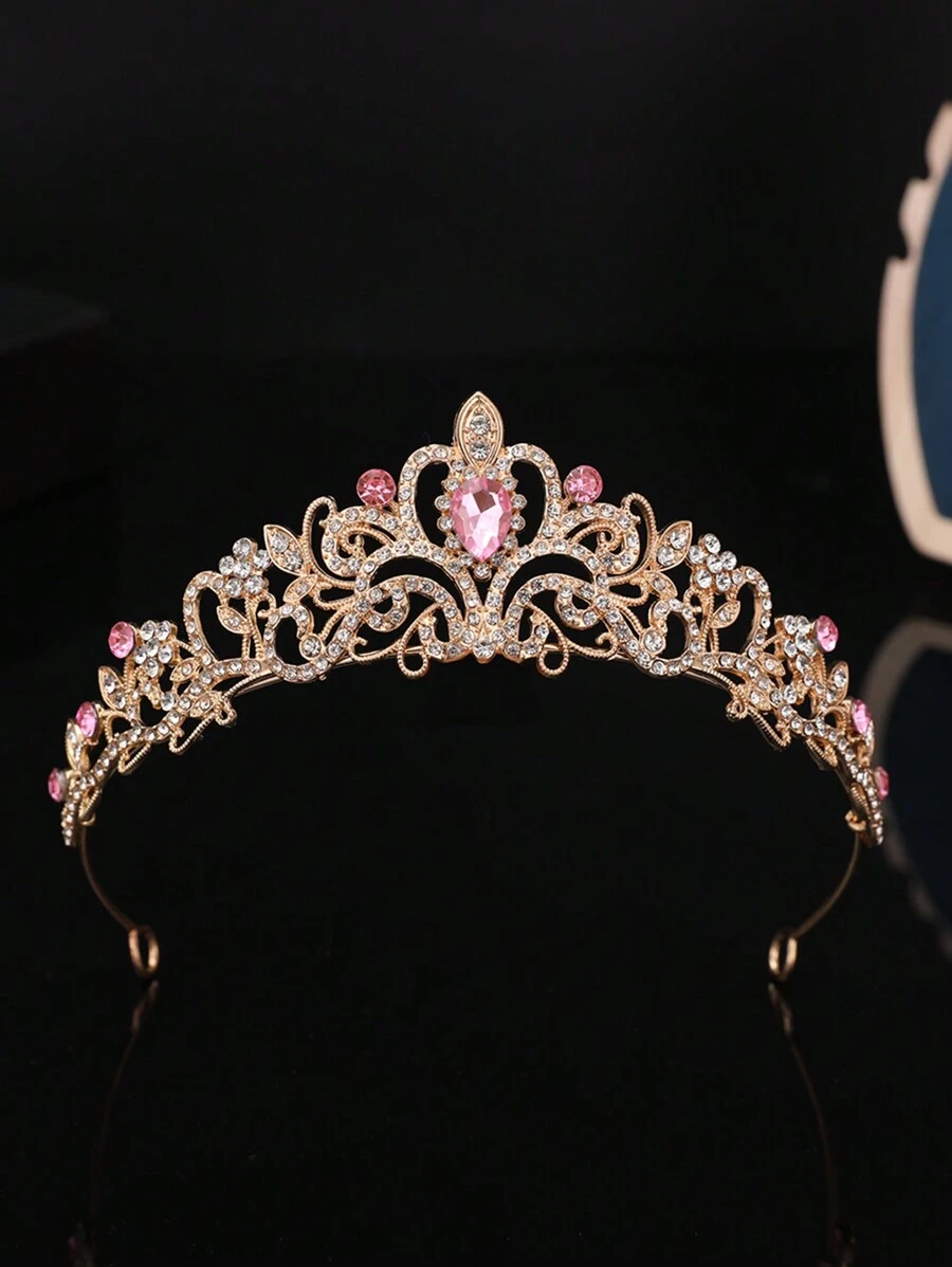 1pc Girls' Luxury Rhinestone Princess Crown Headband - Multicolor - View 1