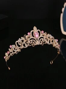 1pc Girls' Luxury Rhinestone Princess Crown Headband - Multicolor - View 3